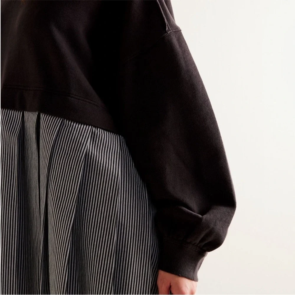 Free People Black and Gray Long Sleeve Dress - Picture 6 of 17